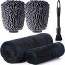 2 Pack Car Drying Towel 1200GSM Microfiber Drying Towels for Autos Trucks 36" x 24" and 16" x 16" Twisted-Loop Microfiber Cleaning Cloth with Car Wash Mitt and Detailing Brush Wash Kits