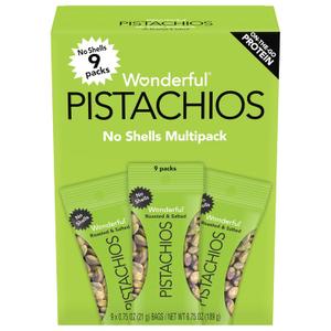 Wonderful Pistachios No Shells, Roasted & Salted Nuts, 0.75 Ounce Bag (Pack of 9), Protein Snacks, Gluten Free, On-the-Go, Individually Wrapped Snacks (BBD 12/01/2026)