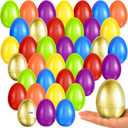 Shemira 3.5 Easter Eggs, 120 PCS Colorful Eggs Plus 8 Golden Eggs for Kids, Large Plastic Empty Eggs Fillable with Candy Treats for Easter Hunt, Easter Basket Stuffers Fillers, Party Favors Decor