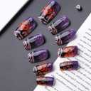 Halloween Press on Nails Medium Square Fake Nails with Designs Withered Tree Stick on Nails Purple Gradient False Nails Forest Acrylic Nails Glossy Full Cover Glue on Nails for Women