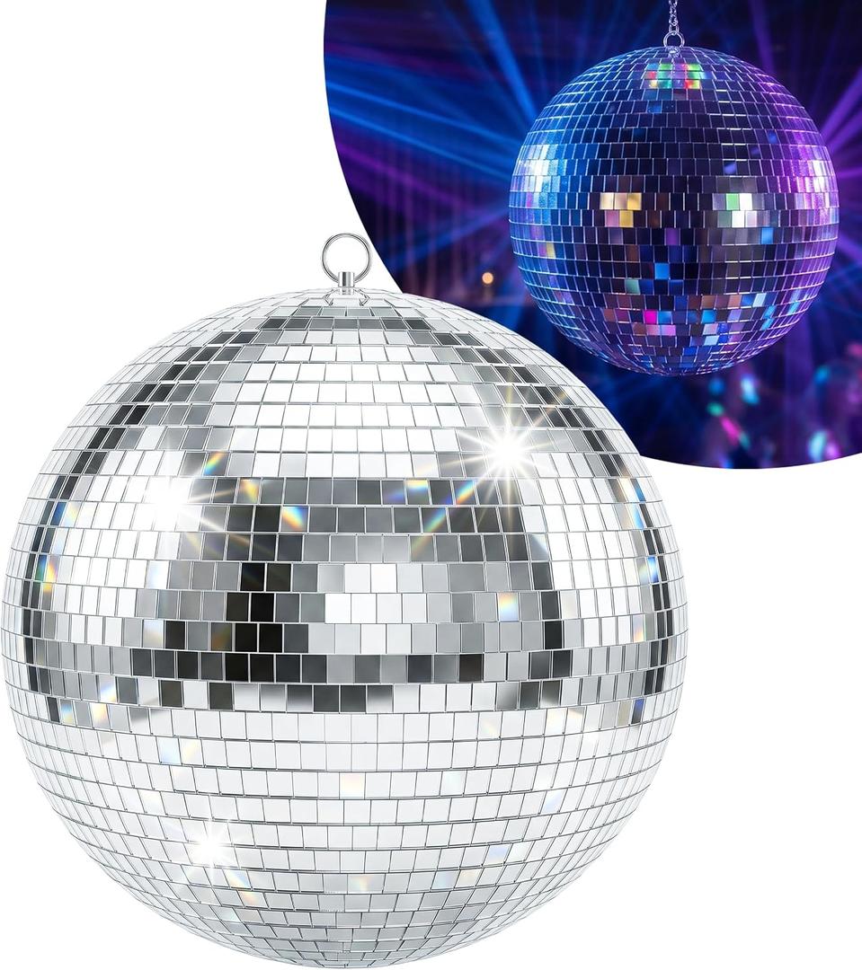 Pyle 16-Inch Disco Ball Hanging Mirror Ball | Disco party decorations for birthdays, weddings, clubs, dance parties, and covered outdoor events | Disco party decorations for birthdays, weddings, clubs, dance parties, and covered outdoor events