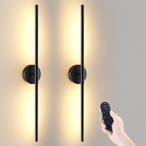 JOFIOS Battery Operated Wall Sconces Set of 2, 360°Rotation Wireless Rechargeable Wall Lights: Dimmable Detachable Wall Lamp with Remote Control, 3000K-6000K Infinite Dimming Wall Sconce 34.7 Inch