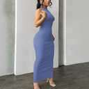 Nimsruc Women Summer Sexy Bodycon Maxi Dress Casual Long Dresses (Blue, XL)