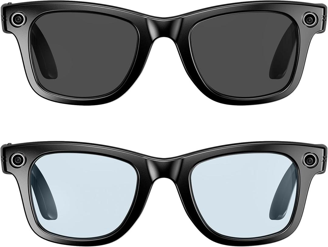 AI Smart Glasses for Men Women, 8MP Camera Glasses with AI Recognition, 1080P Video Recording, Real-Time Translation, Voice Control, Bluetooth Calling, IP65 Waterproof Smart Sunglasses