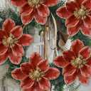 24 Pcs 5.9'' Large Christmas Magnolia Flower Artificial Glitter Velvet Christmas Tree Decoration Fold Xmas Ornaments for Tree Xmas Holiday Wedding Party New Year (Classic,Rose Gold)