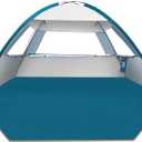 COMMOUDS Beach Tent Sun Shade for 3/4-5/6-7/8-10 Person, UPF 50+ Beach Sun Shelter Canopy Tent, Lightweight, Easy Set Up and Carry (Silver)