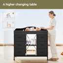 Yetom Changing Table, 6-Drawer Baby Dresser with Changing Table top,Waterproof Diaper Changing Station & Pad, 2 Height-Adjustable Open Storage Shelves, Mobile Nursery Organizer, Black