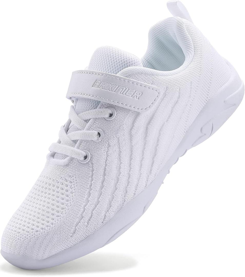 BAXINIER Girls White Cheerleading Shoes Breathable Youth Cheer Competition Sneakers Athletic Training Dance Tennis Walking Shoes (13.5 Little Kid)