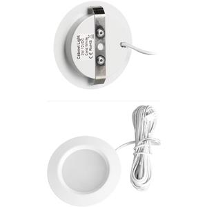 Dimmable 2pcs/Lots recessed installtion 3w DC 12v led Puck/Under Cabinet Light. led Spotlight, Pure White or Warm White with 1pcs Connection Box (Warm White, White Shell)
