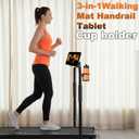 24.8 Inch Wide Walking Pad Handle Bar Only, Walking Pad Treadmill Handlebar with Phone/Tablet Holder & Cup Holder, Adjustable Handrail Height(31.5 to 37.5 inch), Non-Slip Feet, Stainless Steel Stable