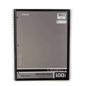 Recycled 1 Subject Wire bound Notebook, College Rule, 30% Post-Consumer Waste pages, 100 Sheets, Taupe Recycled 1 Subject Wire bound Notebook, College Rule, 30% Post-Consumer Waste pages, 100 Sheets, Taupe