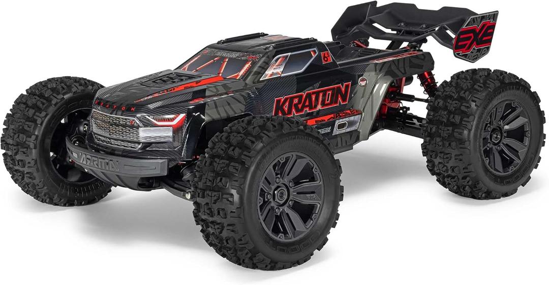 ARRMA 1:8 Kraton 6S EXB Ready to Run, Clipless Body, Basher Monster Truck RC Remote Controlled, Powerful and Stable with Brushless Motor, Battery and Charger Not Included, Black, ARA8708V6T1
