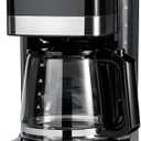 Amazon Basics 12 Cup Drip Coffee Maker with Glass Carafe (1.9 Qt), Auto Shut-off, Auto Pause, Removable Filter Basket, Black & Silver