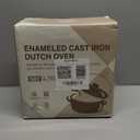 Enameled Cast Iron Dutch Oven - Umite Chef 5QT Pot with Lid & Cotton Potholders - Heavy-Duty Cookware for Bread Baking, Braising, Stews, Roasting(Cream White)