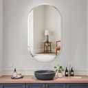 Frameless Bathroom Mirror, 26X38 inch Beveled Bathroom Mirror, | bathroom oval mirror, bedroom/wall/bathroom/makeup area/cloakroom, hung horizontally or vertically.