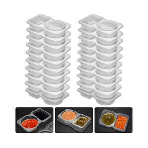 20 Set Reusable Snack Containers, 2-Compartment Dipping Containers with Lid for Refrigeration, Portion Control, Outdoor Takeaway Sauce Dip Case