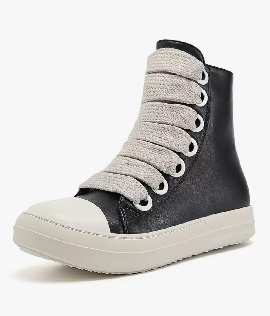 IMPREMEY Women's High Top Sneakers Lace Up PU Leather Shoes with Thick Soles and Zipper, Fashionable Walking Shoes 10.5