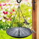 Bird Bath Fountain, 15.5 Inch Solar Powered Metal Bird Bath Bowl Powered by Water Fountain Pump for Outdoor Garden, Patio, Backyard, Yard (Hanging Style)