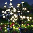 Solar Garden Lights Outdoor Waterproof,Garden Decor Solar Flowers For Outside Decorative,2Pack 2Modes Solar Powered Fairy Outdoor Decorations for Yard Patio Pathway, Gardening Gifts Mothers Day (Warm White)