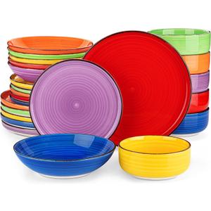 Vancasso Bonita Dinnerware Sets 24 Pieces, Stoneware Dishes Set for 6, Dinner Platers with Bowls Set, Dinshwasher and Microwave Safe