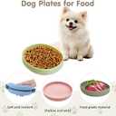 VCEPJH 2 Pack Silicone Dog Plates for Food Shallow Pet Bowl Flat Puppy Food Bowl Whisker Fatigue Cat Feeding Bowls Noiseless Dishes for Dry and Wet Food (Round Blue)