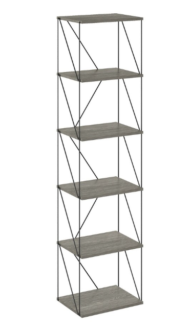 Furinno Rata 6-Tier Industrial Multipurpose Flat Base Shelf Display Rack, Narrow, Marble White