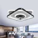 FRIXCHUR Low Profile Ceiling Fans with Lights and Remote, Fandelier Ceiling Fan Flush Mount, 3000K-6000K Smart Bladeless LED Fan Light, Modern Ceiling Fans with Lights for Bedroom (2-Black and White)