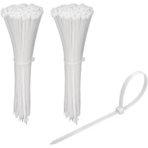200 Pack Bulk KOOWIN Small 6 inch Nylon Plastic Cable Zip Ties Wire Wraps White