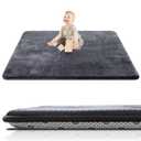 Thick Baby Play Mat for Floor,50 x 50 Playpen Mat,Tummy Time Foam Mat,Ultra Soft Support & Plush Feel,Easy Care with Non-Slip Cushioned for Infant,Kids and Toddler Crawling, Dark Grey (50"x50")