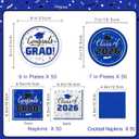 Graduation Party Supplies Kit Serves 50 - Graduation Party Blue Class of 2026 Tableware Disposable Dinner Plates Dessert Plates and Napkins for Congrats Grad Party Decorations