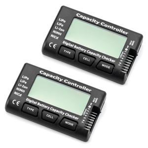 QWORK RC Battery Capacity Checker 2–7S LiPo Li‑ion NiMH – 2 Pack, Multi‑Mode Voltage Display for Drone, RC Car & Airplane