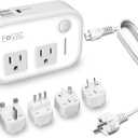 220V to 110V Converter Travel Adapter, FOVAL International Step Down Power Converter for Hair Straightener/Curler with 18W USB-C Port Voltage Converter US to Europe Italy UK AU China Plug (White)