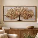 Framed Gold Leaf Tree of Life Canvas Wall Art 20x40 Inch