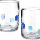 Maxdot 2 Pcs Icon Juice Glasses Seashell Glass Cups Drinking Shell Stemless Wine Glasses 14 Ounce Double Old Fashioned Icon Hand Blown Cocktail Cups Gifts for Women Summer Sea Party Supplies