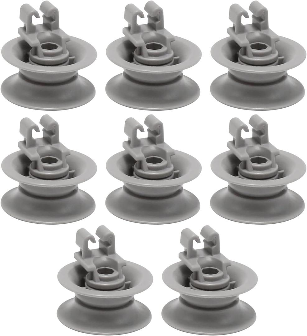 8Pcs Dishwasher Upper Wheel Assembly 611475 Replacement for Bosch Dishrack Upper Rack Wheel Replace# bsh-00611475 1559847 AH3477735 AH8727387 Grey (Upper Rack Wheel)