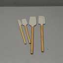 Silicone Spatula Set, Food Grade Rubber Spatula Off White-4 Piece Nonstick Rubber Spatulas with Wooden Handle, Spoonula, Jar Scraper for Cooking, Baking, Mixing, Frosting - Heat Resistant Up to 600F