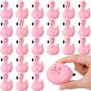 Honoson 24 Pcs Flamingo Rubber Duckies Bulk Flamingos Party Favors Bath Pool Floating Squeak Rubber Ducks for Birthday Party Decoration Cake Decoration(Cute,Light Pink)