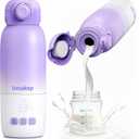 Portable Bottle Warmer for Travel - 12oz Portable Milk Warmer with Dual Heating Modes for Breast Milk & Water Fast Heating Smart Temperature Control for Outdoor Activities and Nighttime Feeding (Purple)