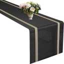 FAVE Woven Vinyl Table Runner Black Table Runner Woven with Golden Threads 120x12 Inches Heat Resistant Dining Table Mats for Wedding, Banquet, Birthday, Party, Restaurant(Black, 12"x120")
