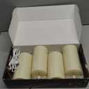 SoulBay Flameless LED Candles, 4-Pack USB Rechargeable, Flickering Waterproof White Pillar Candles with Remote Control Timer for Outdoor Lantern Patio Yard Indoor Holiday Decor, 2.75 x 5.1 Inches