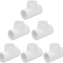 6Pack 3 Way 1 Inch Tee PVC Pipe Fittings Connector SCH40 Furniture Build Grade PVC Corner Fittings Elbow Fittings for DIY PVC Shelf Garden Support Structure Tent Connection