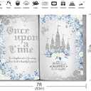 Once Upon a Time Backdrop 7x5ft Blue Floral Silver Castle Princess Fairy Tale Book Birthday Background Party Decorations for Girl Opening Magic Book Romantic Story Wall Decor Banner