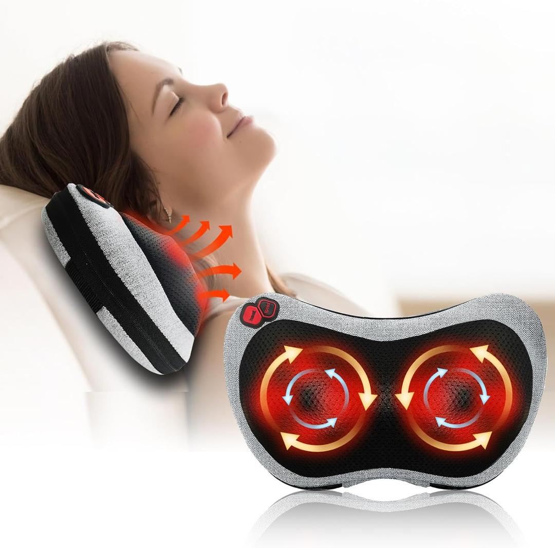 Shiatsu Neck Massage Pillow,Neck and Back Massager with Heat,Massage Pillow for Back, Shoulder, Leg, Foot, Gift for Men Women Mom Dad, Stress Relax at Home Office and Car