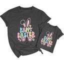 Mommy and Me Easter Outfits Happy Easter Bunny Graphic Shirt Cute Easter Tees Easter Day Mama Kids Family Matching Shirt (6-12 Months)