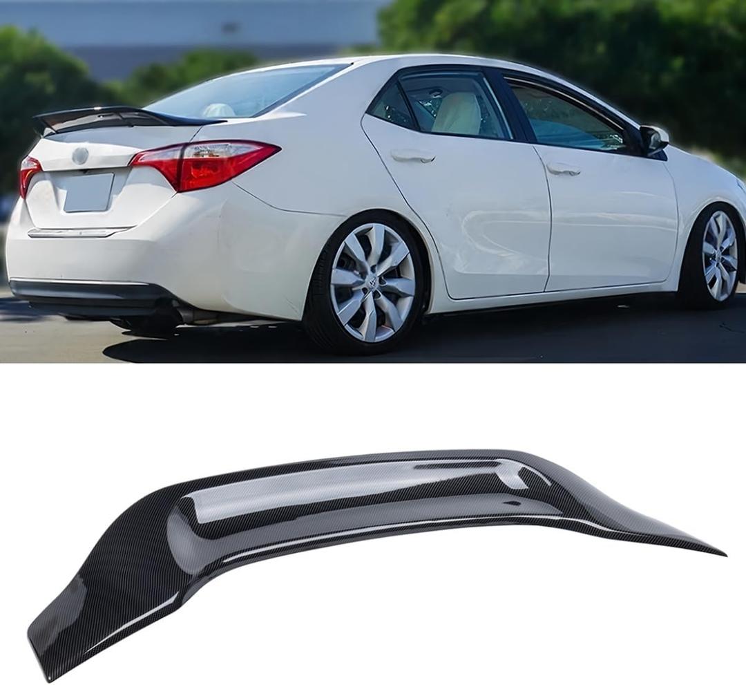 2014-2019 Compatible with Toyota Corolla Sedan Rear Trunk Spoiler, R Style Duckbill Design, Carbon Fiber Pattern ABS WheelX