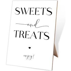 Wooden Event Sign, Modern Rectangular Sweets & Treats Sign, 8x11 inches, Tabletop Decor & Gifts