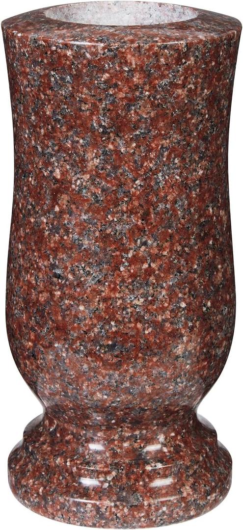 Granite Memorial Cemetery Vase for Grave Decoration,10" Height Headstone Flower Holder with Drain Hole