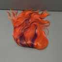 BERON 14 Inches Orange Wig with Bangs Short Curly Wig Hot Pink Mix Purple Orange Curly Wigs for Women Daily Party or Cosplay Hairnet Include