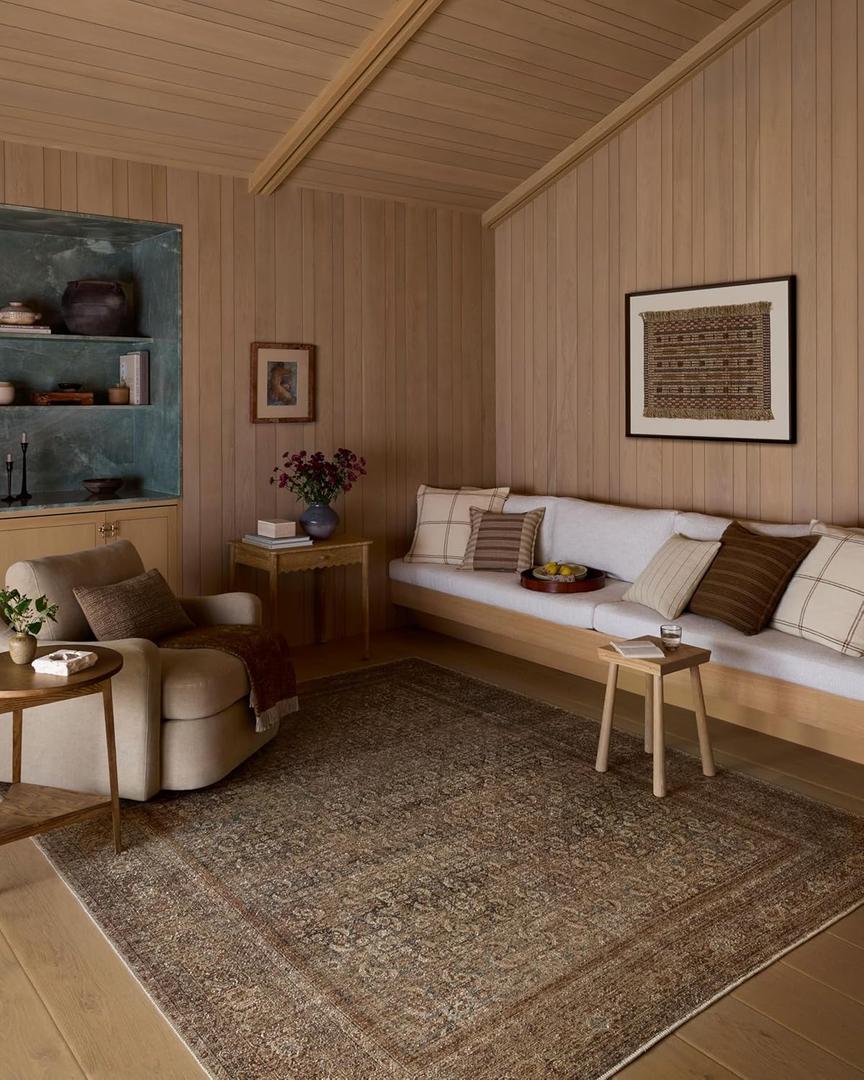 Loloi Amber Lewis Cambria Collection CBR-07 Ocean/Bark 6'-0" x 9'-0" Area Rug Jute, Neutral, Vintage Style, Antique Tone, Living, Bedroom, Dining, Carpet