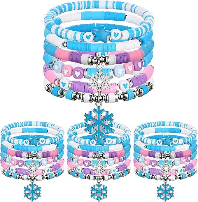 Landical 24 Pcs Snowflake Party Favors Winter Polymer Clay Beaded Bracelets Bulk Snowflake Jewelry Gifts Frost Friendship Wristband Heishi Stretch for Christmas Wonderland Birthday Party Supplies Landical 24 Pcs Snowflake Party Favors Winter Polymer Clay Beaded Bracelets Bulk Snowflake Jewelry Gifts Frost Friendship Wristband Heishi Stretch for Christmas Wonderland Birthday Party Supplies